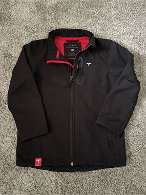 Tesla Corporate Employee Jacket Black Polyester Stretch Zip Youth Kids (10)